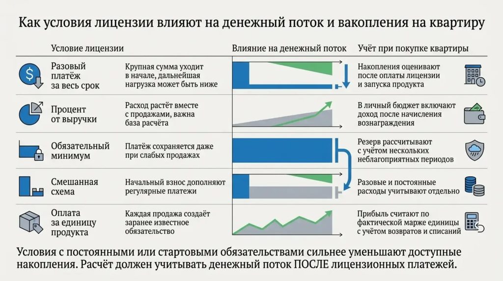 Как условия лицензии влияют на денежный поток и накопления на квартиру