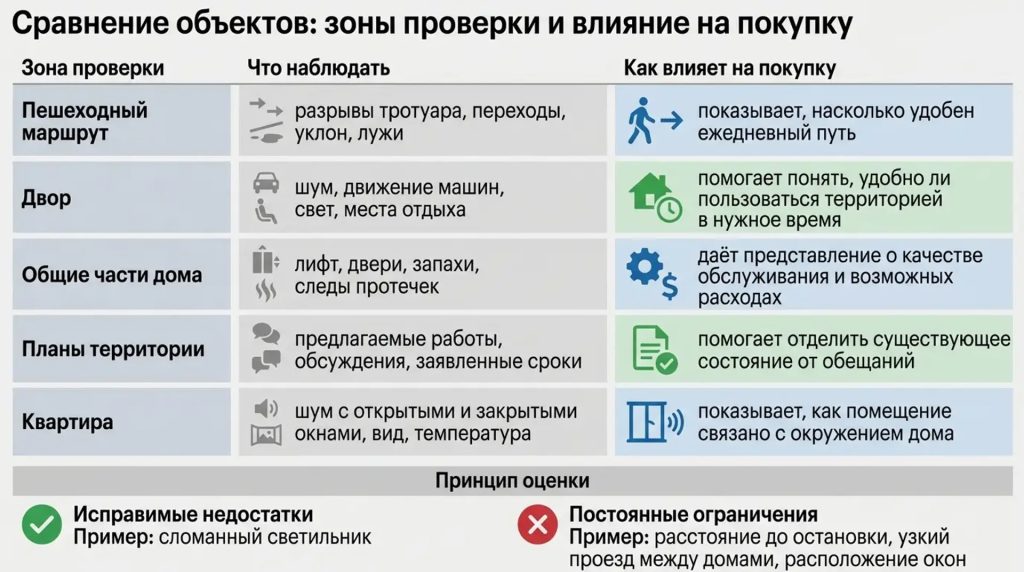 Сравнение объектов: зоны проверки и влияние на покупку