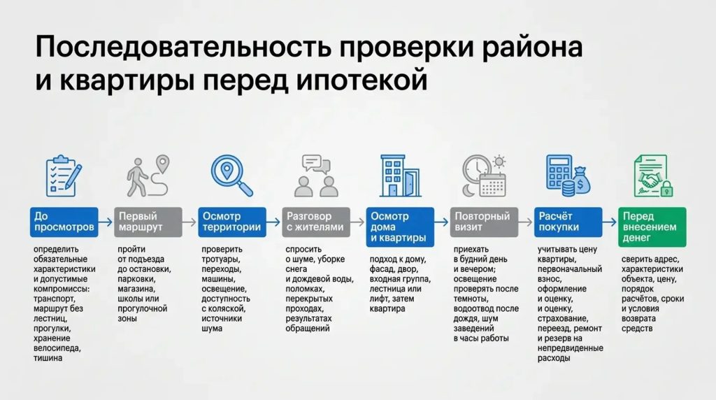 Последовательность проверки района и квартиры перед ипотекой